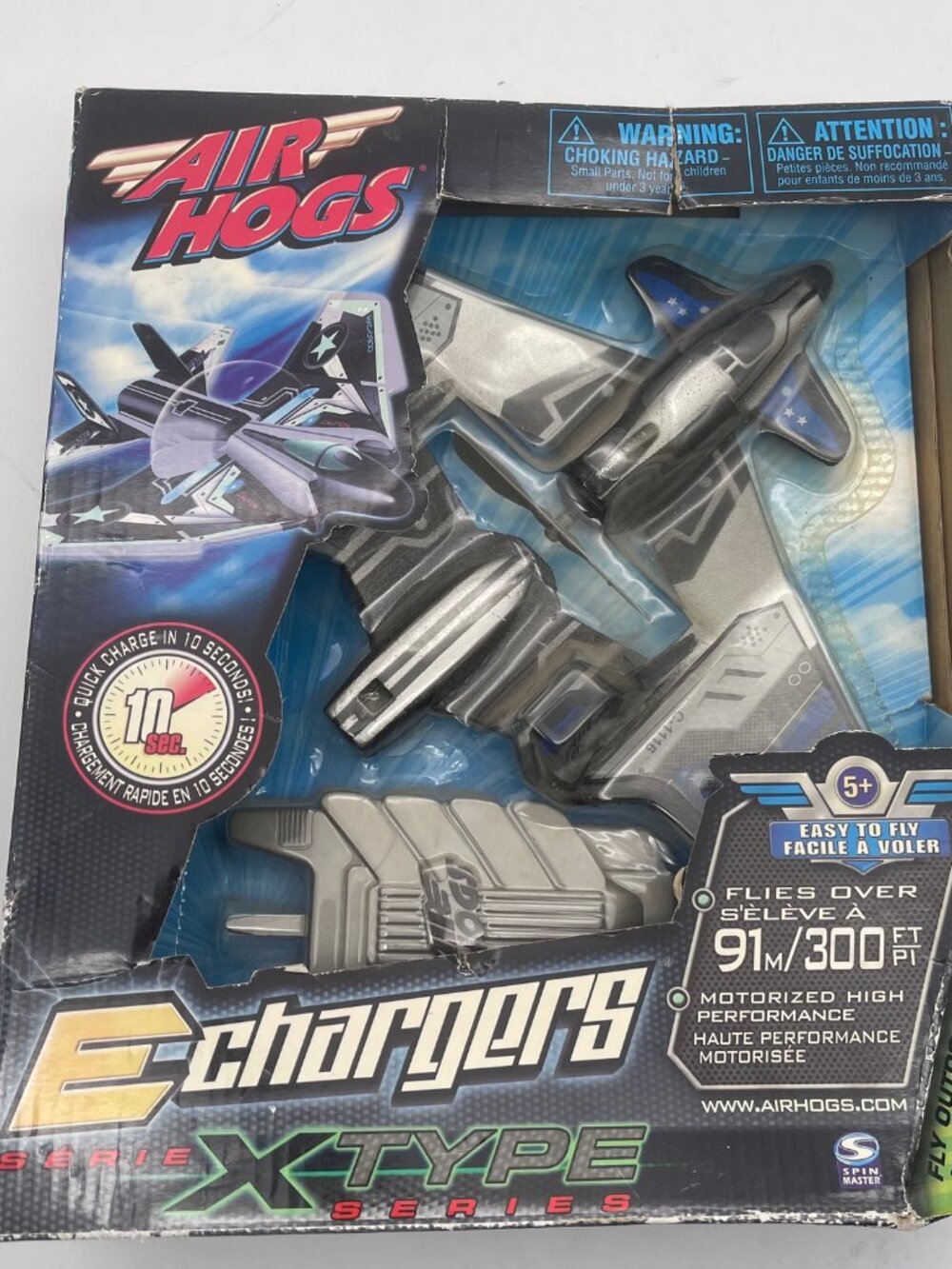 2005 Air Hogs E-Chargers X Type Series Motorized Thrown Plane Flies 300ft - NEW
